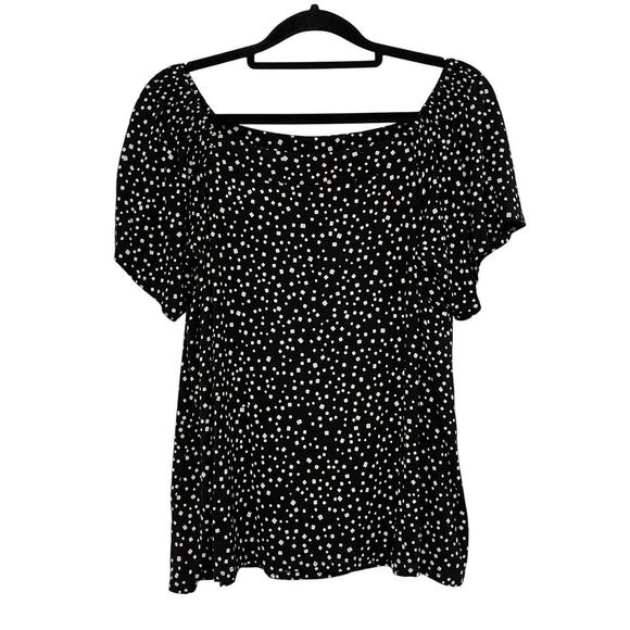 Jjill Wearever Collection Off Shoulder Dot Blouse Black White Size Medium Petite - Picture 2 of 7
